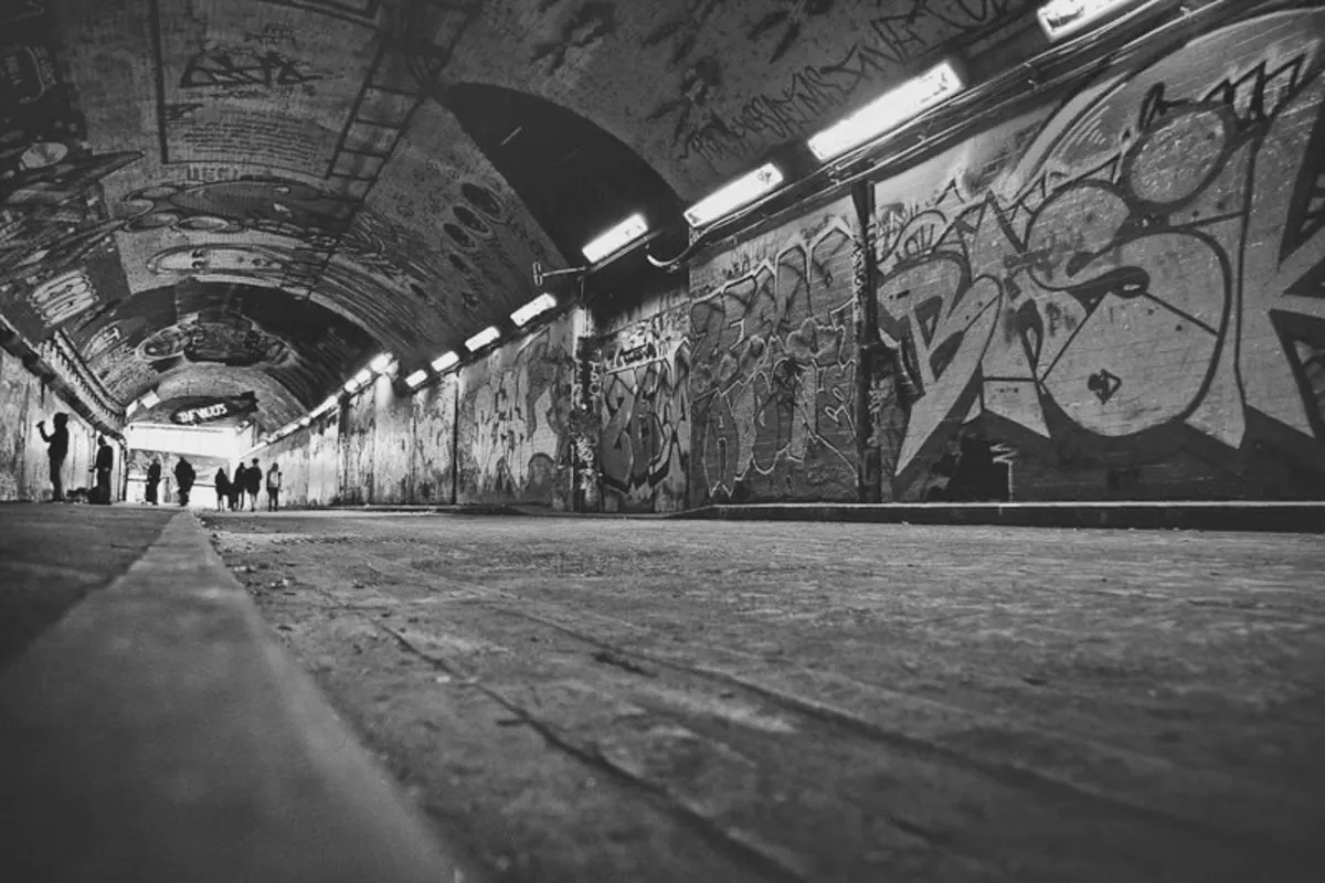 The graffiti-covered Leake Street tunnel under Waterloo, London